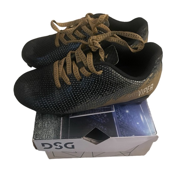 DSG Boys Speed Viper Soccer Athletic Black Gold Cleats Low Top Lace Up Size 10K - Picture 5 of 6